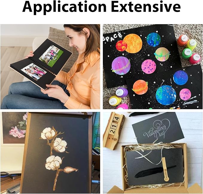 OcePor 100 Sheets Black Cardstock 12” x 12”, 92lb/250gsm Black Card Stock, Thick Card Stock Paper, Heavy Cardstock Paper for Printer, Resume, Scrapbooks, Art, Crafts, Business Cards