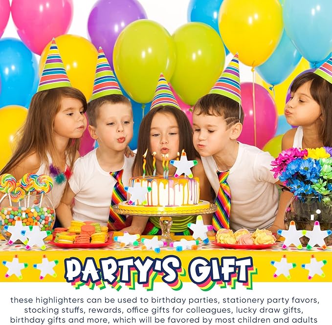 Geyee 3 Pcs Star Highlighters Bulk Highlighters Assorted Colors Creative Star Shape Watercolor Cute Pens 5-in-1 Color Fluorescent Pens for School Office Stationery Aesthetic School Supplies