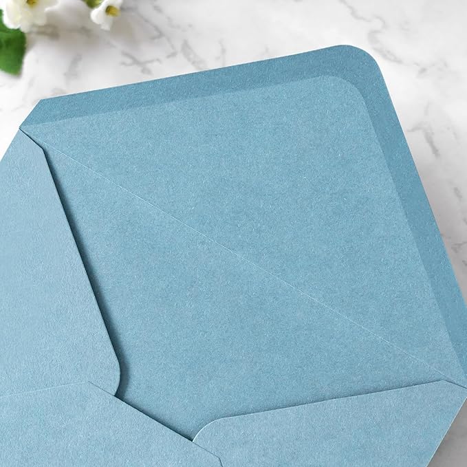 PONATIA 50 PCS A7 Envelopes, 5.25 x 7.48'' Matte Dusty Blue Envelope for 5x7'' Weddings Invitation Cards, Christmas Gift Cards, Acrylic Invitations, Photos and Any 5x7" Inserts