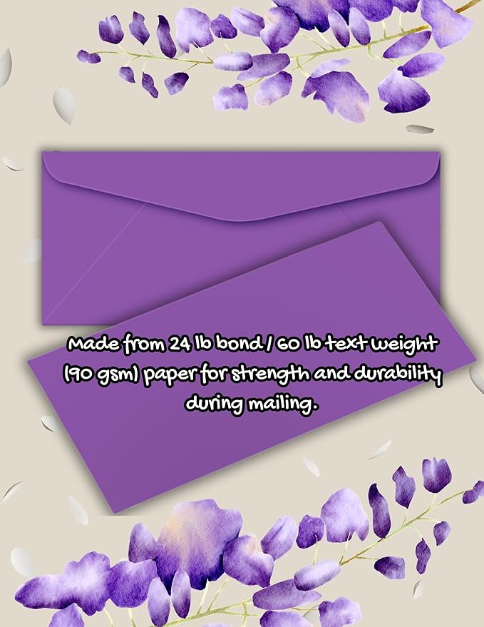 Envelopes No. 10 (4 1/8” x 9 1/2") Gummed Sealing, Standard Mailing Envelopes 100 Pcs. Per Pack.