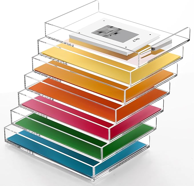 2-Tier Acrylic Stackable Letter Tray Paper Organizer Trays for Desk, Clear Horizontal File Paper Sorter, Office Supplies Accessories Storage for Letter/A4 Size Folders Documents 12.4inx8.86inx3.46in