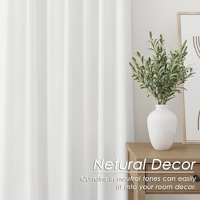Nanspring Off White Linen Blackout Curtains 84 Inches Long Back Tab Bedroom Blackout Curtains 2 Panel Sets Modern Farmhouse Full Light Blocking Thermal Insulated Curtain 84 Inch Length 52x84
