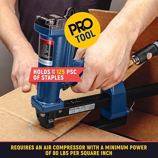 IDL Packaging SP50-10B-A Heavy-Duty Pneumatic Plier Stapler for 1/2" (12.7 mm) Crown Staples - Professional Air Powered Staple Gun - Air Pressure Staple Gun for Fast Cardboard and Carton Binding