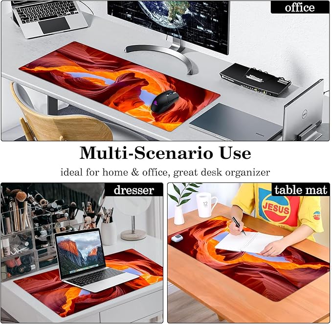 Antelope Valley Desk Pad Protector, Stitched Edges Mouse Pad, Large Office Desk Mat, Non-Slip Desk Blotter, Laptop Desk Pad, Desk Writing Pad for Office and Home (31.5" x 15.7 ")