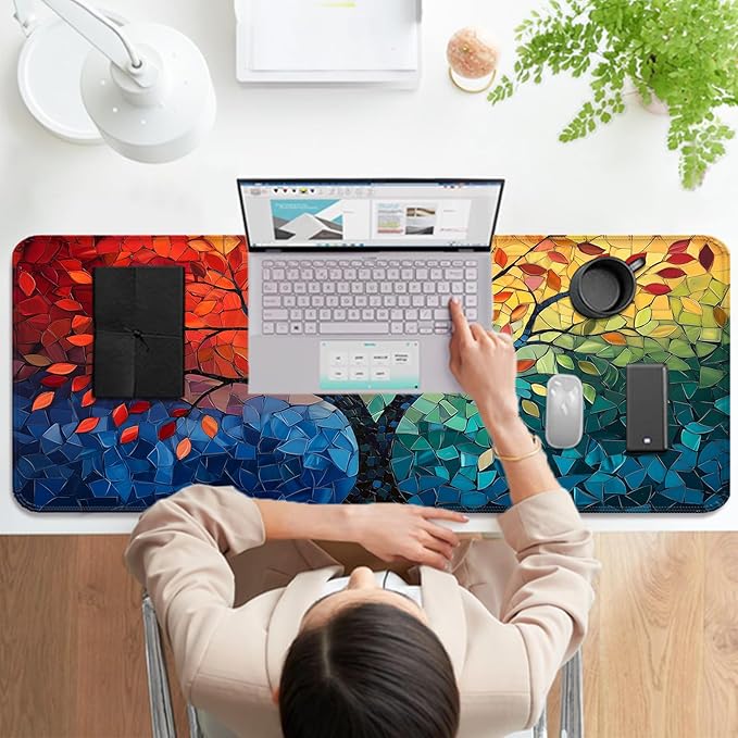 Fantasy Tree of Life Gaming Desk Mat, Computer Keyboard Large Extended Long Abstract Mouse Pad for Office and Home, XL (W04)