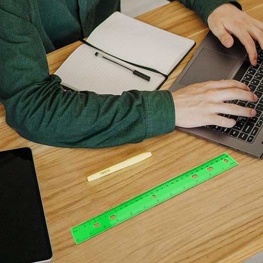 PINGEUI 96 Pack 12 Inch Colorful Plastic Ruler, Plastic Straight Rulers with Hole, Inches and Metric Ruler Measuring Tool for Teaching School Office Supplies