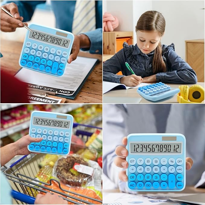 Gradient Blue Calculator, UPIHO Standard Calculator 12 Digit with Large LCD Display and Big Buttons,Blue Office Accessories for Women Desk, for Office,School, Home,Business