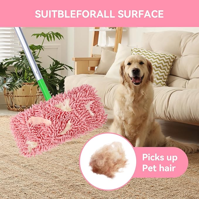 4Pcs Reusable Microfiber Mop Pads Compatible with Swiffer Sweeper, Replacement Wet Mopping pad Refills & Washable Dry Sweeping Cloths for Surface/Hardwood Floor Cleaning(Pink)