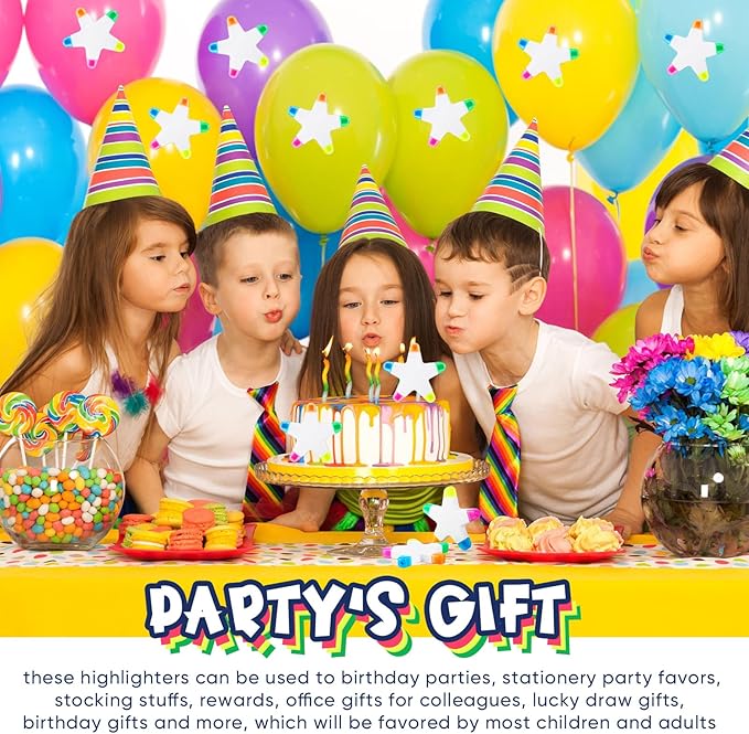 Geyee 12 Pcs Star Highlighters Bulk Highlighters Assorted Colors Creative Star Shape Watercolor Cute Pens 5-in-1 Color Fluorescent Pens for School Office Stationery Aesthetic School Supplies