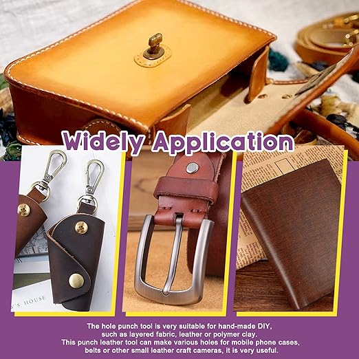 Swpeet 55Pcs Hollow Punch Cutter Tool and Cutting Pad with Craft Knife and Hammer Assortment Kit, Hole Hollow Punch Cutter Set Leather Cutting Tools Punching Handmade Cutting Tool with Case