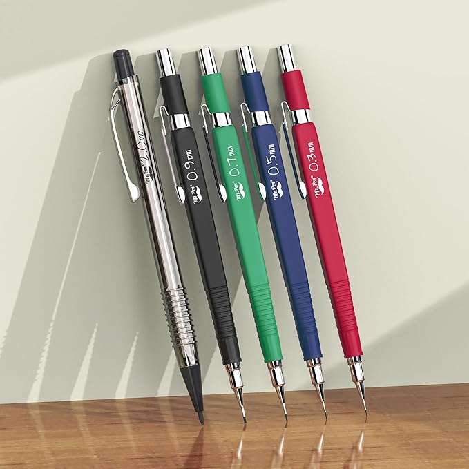 Mr. Pen Mechanical Pencil Set with Lead and Eraser Refills, 5 Sizes - 0.3, 0.5, 0.7, 0.9 and 2 Millimeters, Drafting, Sketching, Illustrations, Architecture, Christmas Gift
