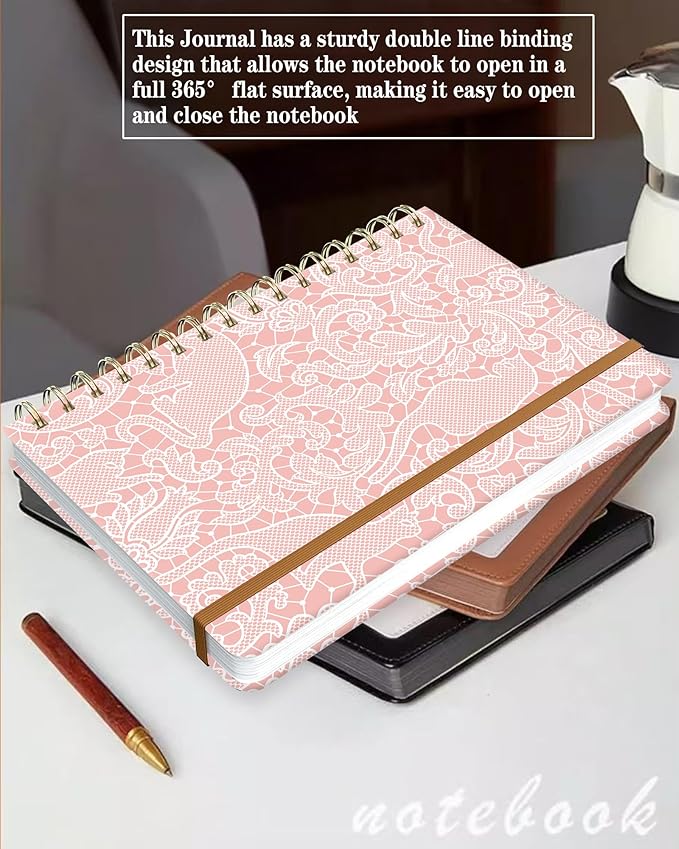 Spiral Journal Notebook for Women, Hardcover A5 College Ruled Notebook, 120 Pages, Thick Paper, Cute Lined Journal for School, Office & Work, 6 x 8.4 in(Pink Leopard)