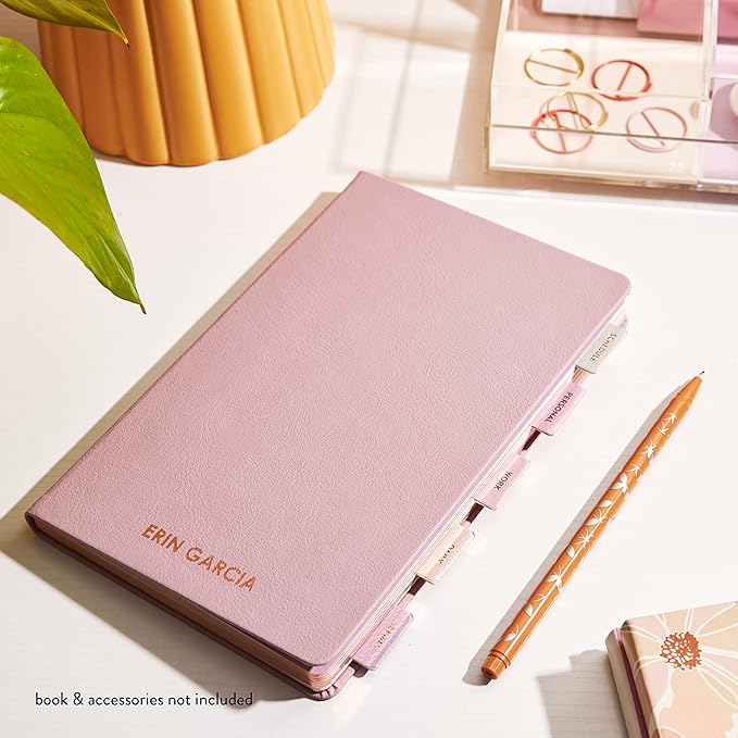 Erin Condren Vegan Leather Monthly Adhesive Tabs, Functional Planner Tabs for Organization, Sticky Index Page Markers, Journal and Notebook Accessories, Pastel