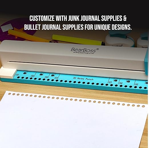 Bearboss 30 Hole Paper Punch, Planner Hole Punch, Adjustable Hole Puncher for Discbound Notebooks & Journaling Supplies