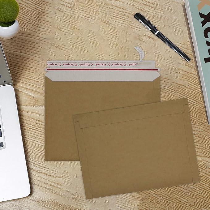 36 Pack Brown Kraft Rigid Mailers 10 x 13.5 inches, Self Seal Photo Document Mailers Premium Cardboard Keep Flat Envelopes for Photos, Pictures, Papers, Files, CD