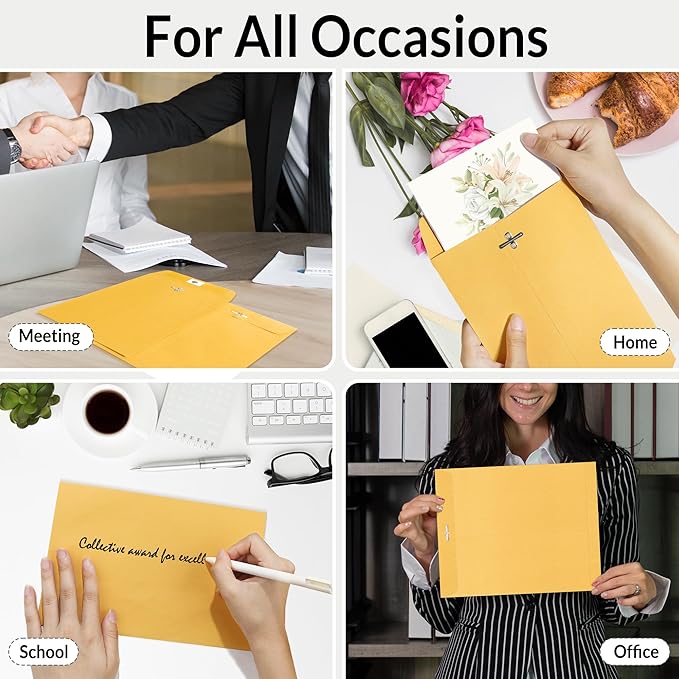 SUNEE 10x13 Clasp Envelopes 20 Count - 10x13 Inch Brown Kraft Envelopes with Clasp Closure – for Home, Office, Business, Legal or School, Great for Filing, Storing or Mailing Documents