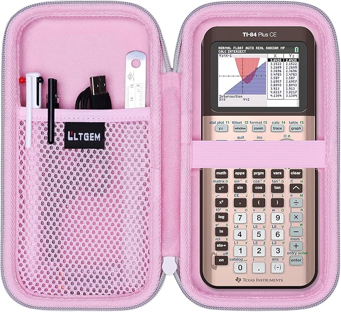 Hard Case Compatible with Texas Instruments TI-84 Plus CE/TI-84 Plus/TI-Nspire CX II CAS/TI-Nspire CX II/TI-83 Plus/TI-85 /TI-86 /TI30xs /TI36X Pro/TI 34 Color Graphing Calculator (Pink)