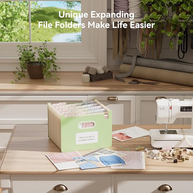 Accordion File Organizer, 26 Pockets Wheat Straw Expanding File Folders, Upright&Open Top, A-Z Bill Receipt Organizer, 100% BPA Free, Return to Nature, Healthy Living, Letter/A4 Size-Mint Green