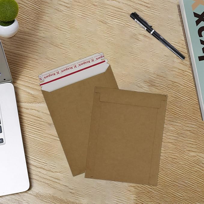 20 Pack brown Kraft Rigid Mailers, 7.5x9.5 inches Self Seal Photo Document Mailers Premium Cardboard Keep Flat Envelopes for Photos, Pictures, Papers CD