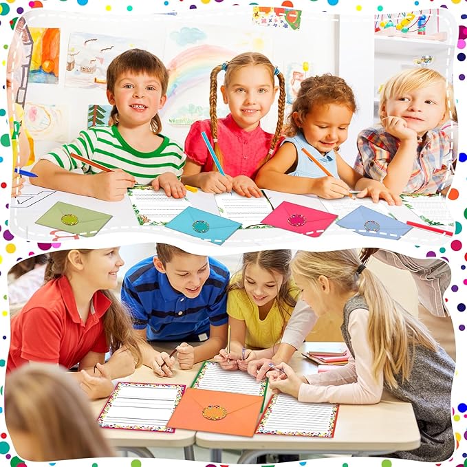 TaoBary 160 Pcs Stationery Paper Set 50 Double Sided Stationery Papers with 50 Matching Envelopes and 60 Round Dot Sticker, 10 Design(Dot,5.5 x 8.25 Inch)