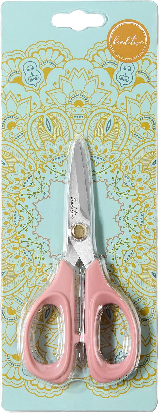 Beaditive Sewing Scissors - 6-Inch Stainless Steel Fabric Scissors - Professional Scissors With Serrated Blade for Cloth Cutting & Quilting - Comfortable Craft Tailor & Dressmaker Shears – Light Coral