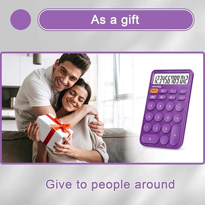 VEWINGL Standard Calculator 12 Digit,Desktop Large Display and Buttons,Calculator with Large LCD Display for Office,School, Home & Business Use,Automatic Sleep,with Battery