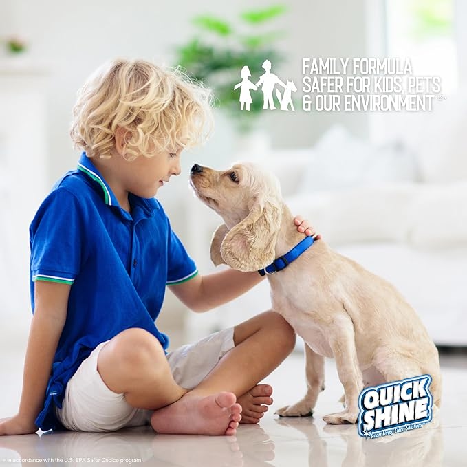 Quick Shine Hardwood Floor Cleaner Daily Care 24oz | Naturally Cleans Dirt & Scuff Marks | Dirt Dissolving, Streak Free, No Rinse & Ready to Use | Spray, Wipe, Done! | Safer Choice Cleaner