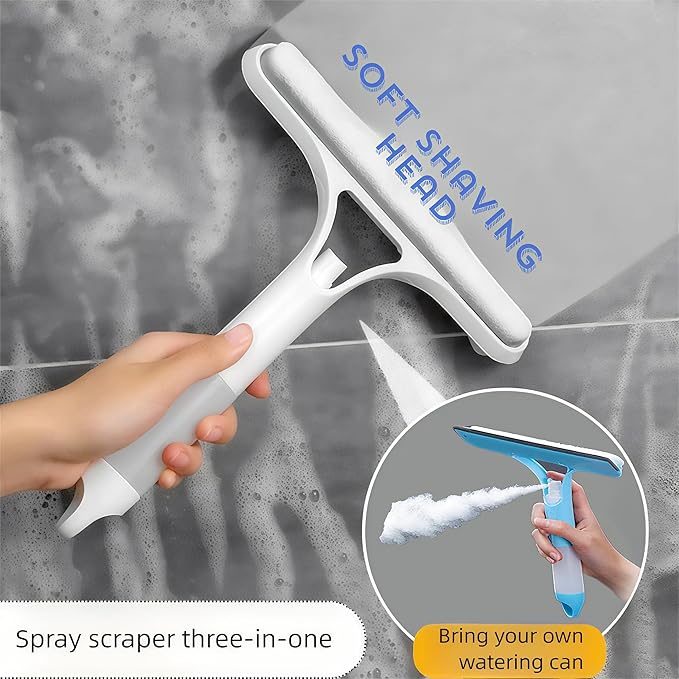 3 in 1 Window Cleaning Squeegee with Spra, 3 in 1 Spray Squeegee,3 in 1 Window Cleaning Scraper for Windows, Walls,Car Windshields, Bathrooms, Kitchens, All-Purpose Window Cleaner Tool