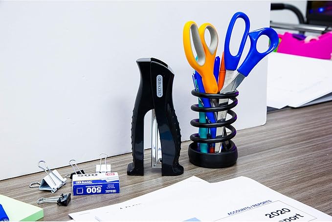 BAZIC Stand-Up Stapler w/500 Staples, Full Strip Size Standard (26/6), Black Durable Desktop Staplers, 48-Packs