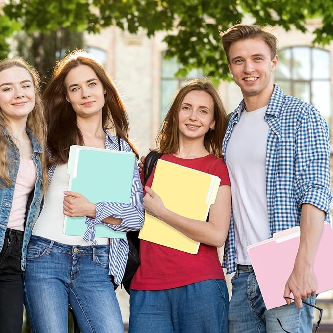 SUNEE File Folders, 120 Pack Manilla Folders 8.5 x 11, Colored File Folders Home Office School Supplies for Documents Files Paper, 6 Soft Colors