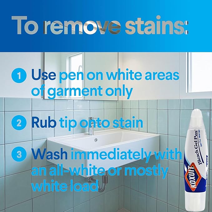 Portable Dual-Tip Bleach Pen for White Clothes & Grout - Travel-Ready 2-in-1 Gel Applicator with Brush Head, Non-Drip Cleaner for Bathroom Lines & On-The-Go Use (Milky White)2PCS.