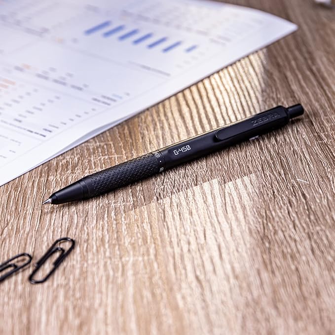 Zebra Pen G-450 Retractable Gel Pen, Black Brass Barrel, Medium Point, Black Ink, 2-Pack (49512)