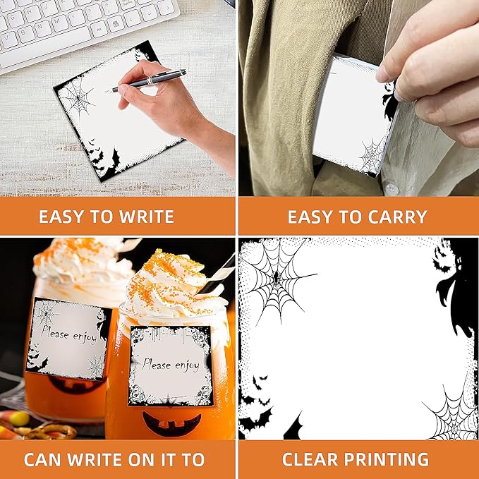 clothmile Halloween Sticky Notes Halloween Post It Notes with Spider Pumpkin Bat, Work-Study Notes, 450 Pieces of Halloween Self-Adhesive Removable Note Pads 9 Styles, 50 Sheets Each (Halloween-3)