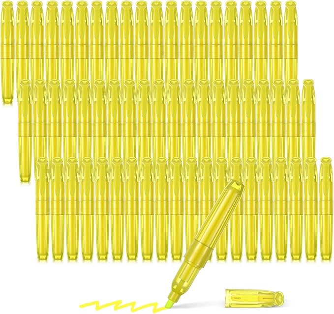 Fuutreo 60 Pack Pastel Highlighters Bulk Bright Color Highlighter Marker Chisel Tip Dry Quickly Safe Highlighter Pens Fluorescent Ink for Adults Home School Office (Yellow)