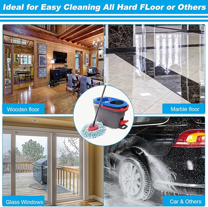 8 Pack Spin Mop Replacement Heads,100% Microfiber Spin Mop Refill Head,360° Spinning Mop Replace Head for Floor Cleaning, Only Fit for RinseClean 2-Tank System