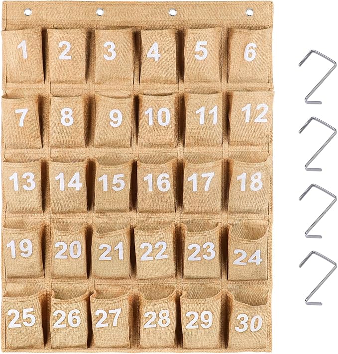Eamay 30 Numbered Classroom Pocket Charts for Cell Phones and Calculators Holder Wall Door Mount Hanging Organizer