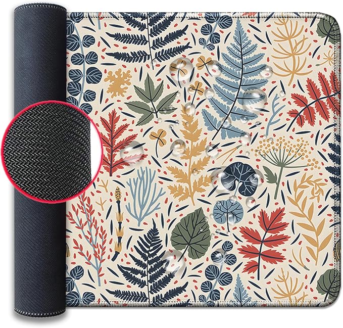 Bohemian Leaves Mouse Pad,Large Vintage Abstract Mousepad Desk Pad with Stitched Edges,Non-Slip Waterproof Rubber Base Mouse Mat for Office Computer Keyboard Laptop Home(27.5x11.8 in)
