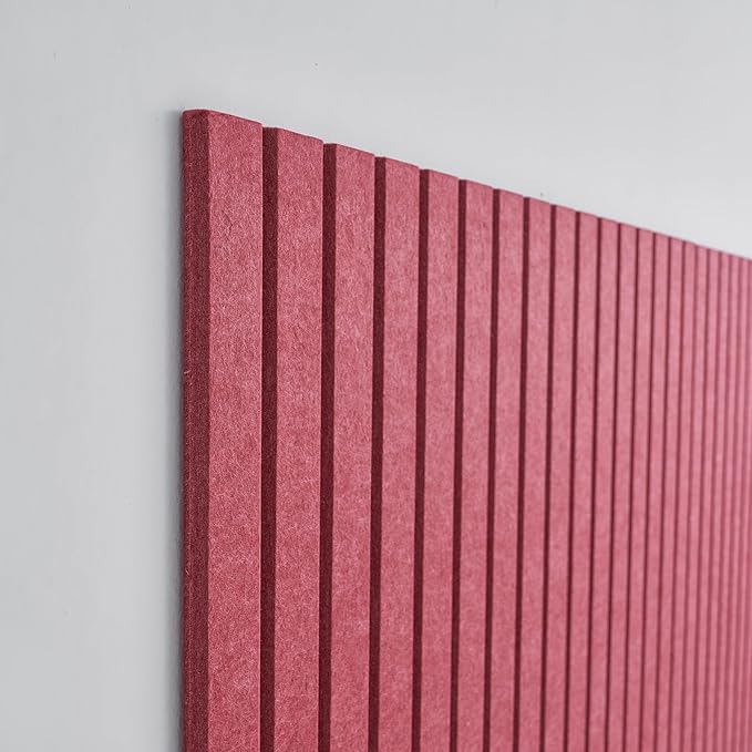 Large Cork Boards for Walls Black Felt Alternative - Slat Wall Paneling, Bulletin Board Tiles for Home Decor, Push Pin Corkboard Organizer for Office or Classroom-12-Pack Panel Kit (Burgundy)