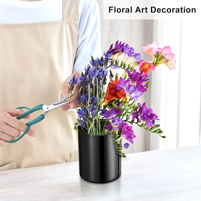 Black Pencil Holder for Desk, Stainless Steel Pencil Cup, Pen Holder Cup, Pen Pot, Vases Flower Pot, Makeup Brush Holder, Desktop Accessory Stationery Organizer