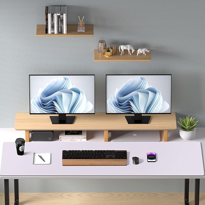 Aothia Large PU Leather Desk Pad Protector – Non-Slip Mouse Pad & Writing Mat for Office/Home, Waterproof, Easy to Clean (48" x 17", Soft Lavender)