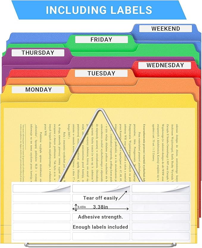 24 Pack Colored Plastic Manila File Folder,3 Tab Multi-Color Heavy Duty Files Folder with 1/3-Cut Tabs,Letter Size,Assorted Colors Filing Folder,Cabinet Office Supplies Folders for Documents, 8.5 x 11