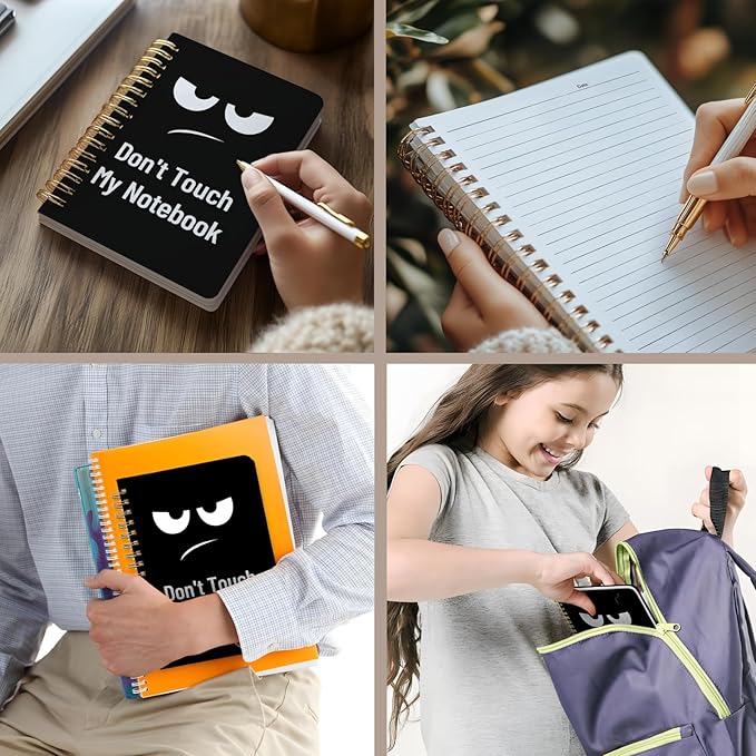 Cute Spiral Notebook journal A5 Aesthetic Pretty Floral Design for Women Girls Kawaii with Pocket, 8.5 x 5.7 inch, Angry Face