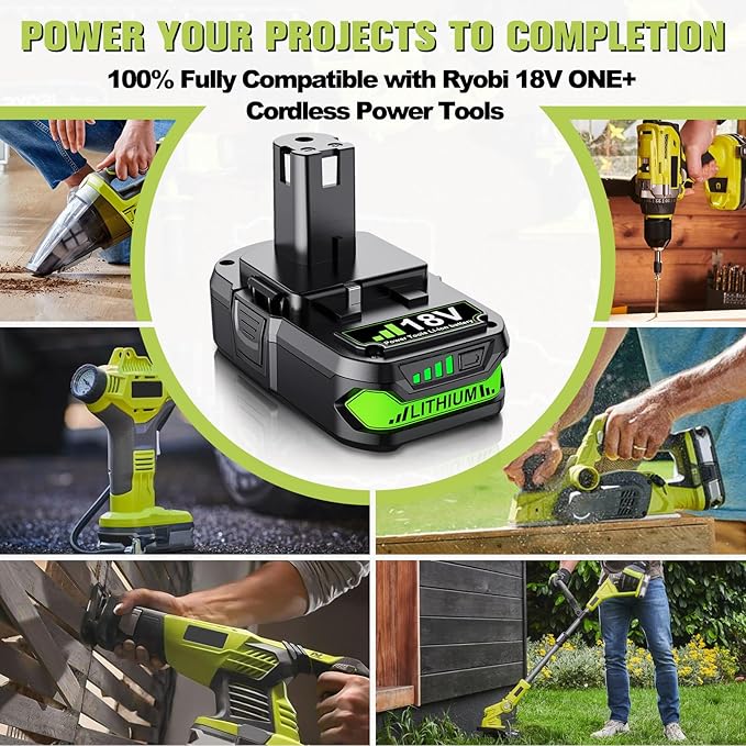 2Pack Upgraded 4.0Ah Replacement for Ryobi 18V Battery and Dual Charger Combo Compatible with Ryobi 18 Volt Lithium Battery ONE Plus P103 P104 P105 P107 P109 P190 P191 P122 Power Tools