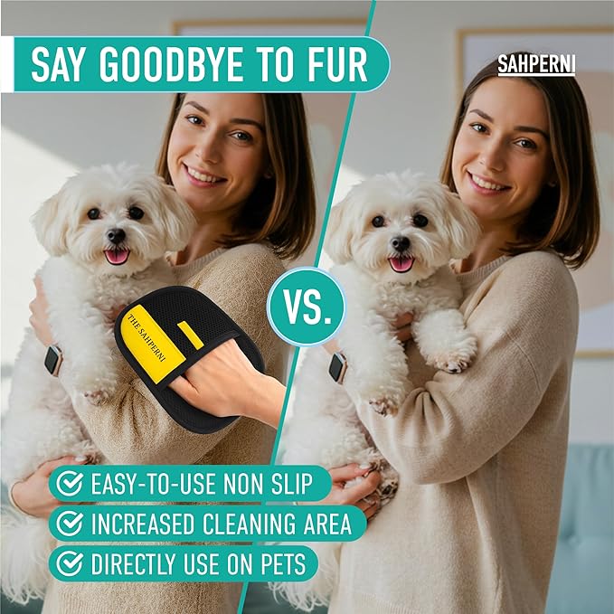 Pet Hair Removal Glove, 2 Pcs Electrostatic Gloves Pet Hair for Cats & Dogs, Washable - Reusable Static Pet Hair Remover Gloves, Efficient Magic Pet Grooming Glove, Remove Cat/Dog Fur From Clothing