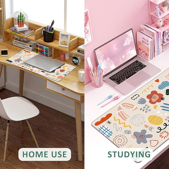 Large Mouse Pad Creative Cartoon Doodle Extended Gaming Mouse Pad Desk Mat Stitched Edges Mousepad Non-Slip Rubber Base Keyboard Pad for Laptop Computer PC 35.4 x 15.7 inches