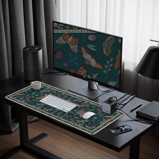 HAOCOO Desk Mat for Keyboard and Mouse, Large Mouse Pad for Desk, Non-Slip Keyboard Mat with Edge Stitching, XXL Mouse Pad for Office (Dark Green)