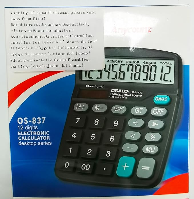 Meichoon Calculator 12 Digit Display Solar Battery Dual Power Financial Dedicated Large Standard Function Desktop Business Calculator Multifunctional Calculating Machine KA08 Black