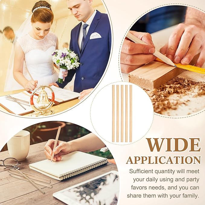 Fumete 500 Pieces Wooden Pencils Bulk No Eraser Hexagonal HB Graphite Unsharpened Natural Wood Pencils Without Erasers Christmas Classroom Gifts for Students Bulk Christmas Goodie Bag Stuffers