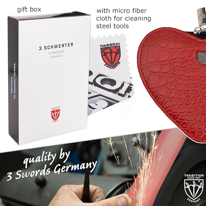 3 Swords Germany - Brand Quality 5 Piece Manicure Pedicure kit Set for Kids - Children - Toddlers with Special Scissors (Round tip) Fashion Leather case in Gift Box, Made by 3 Swords (03751)