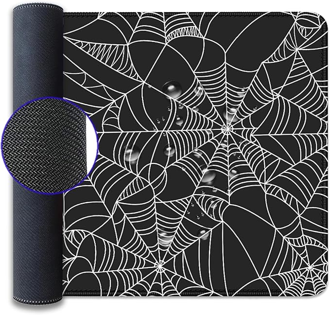 Black Spider Web Desk Pad Mouse Pad,Large Gaming Mouse Mat with Stitched Edges,Non-Slip Waterproof Rubber Base Mousepad for Office Work Home Desk Mat(27.5X11.8 in)
